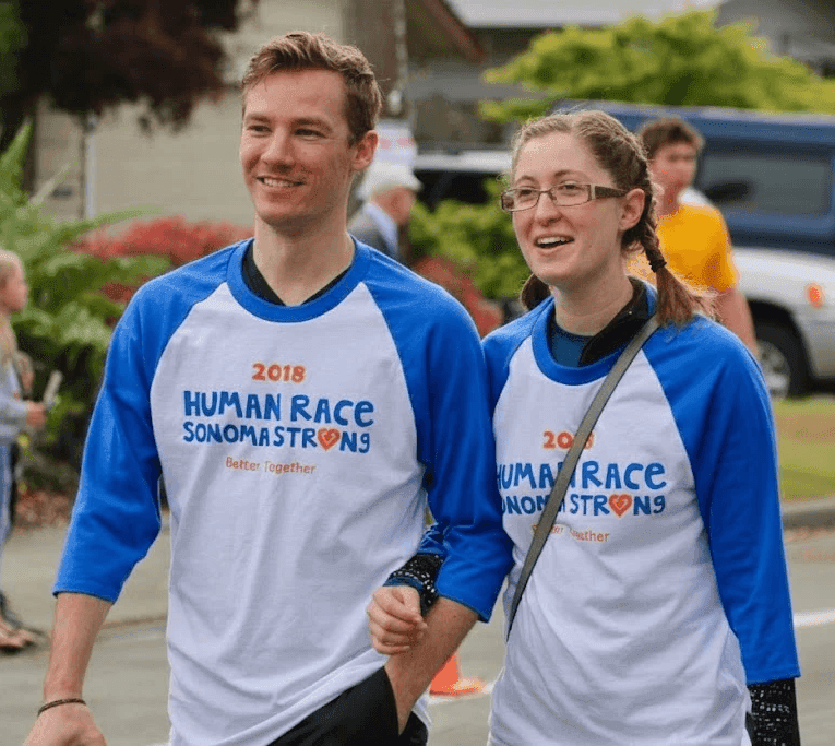 Nate Bauer and his wife at a fundraising 5K run