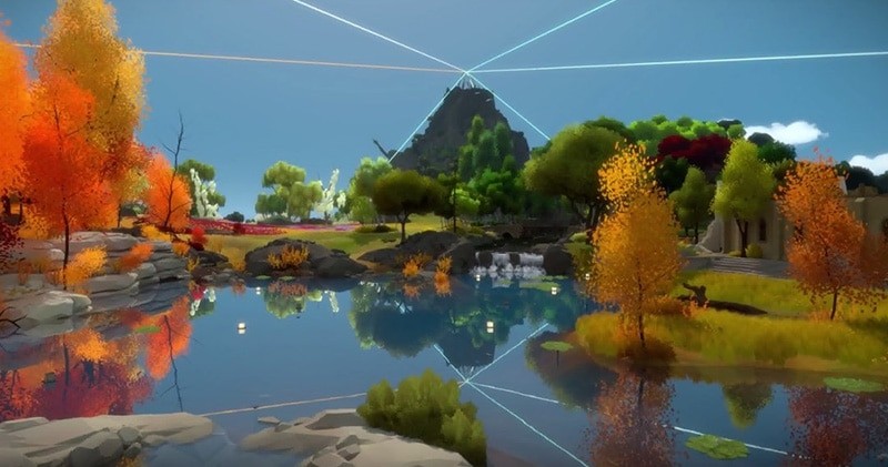 Screenshot from a puzzle game called The Witness