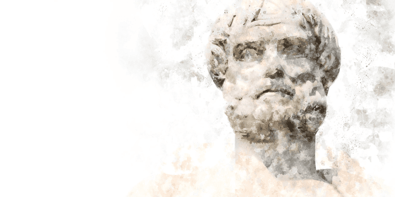 Illustration of Aristotle in a watercolor style