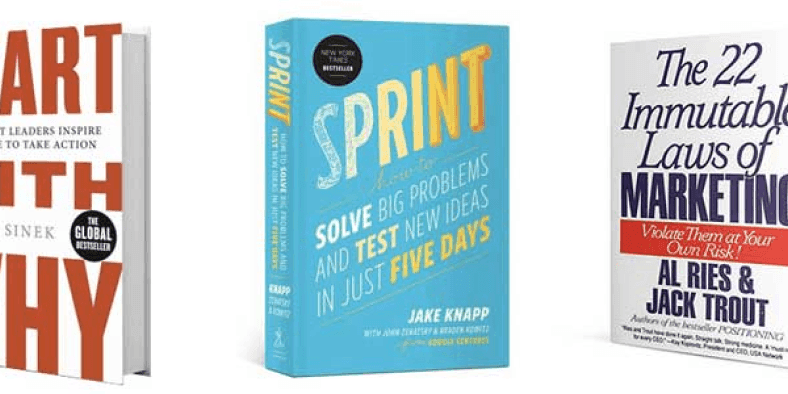 Stack of book covers — five most influential reads