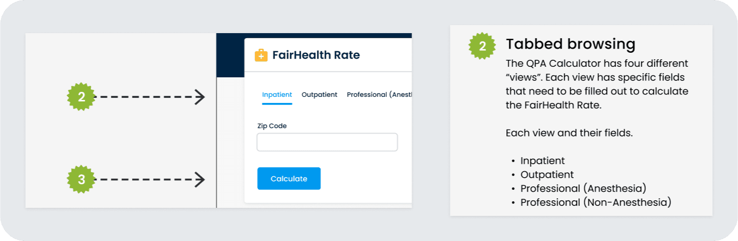 Screenshot of FairHealth Calculator documentation