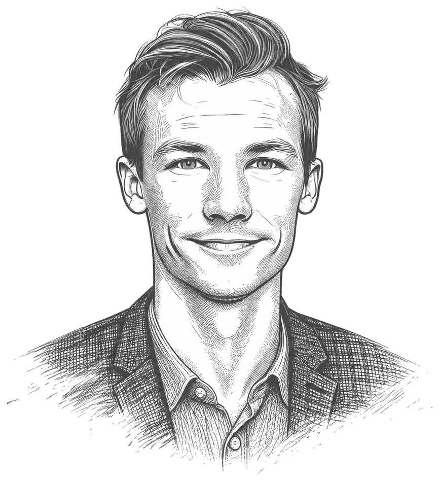 Illustrated portrait of Nate Bauer