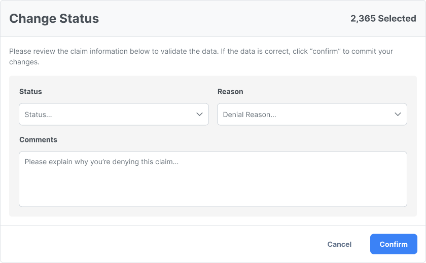 Change status modal