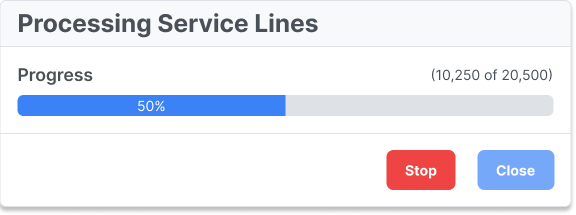 Processing service lines progress modal