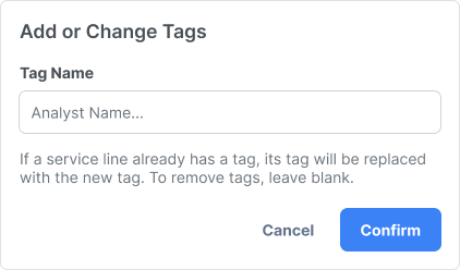 Add or change tags modal