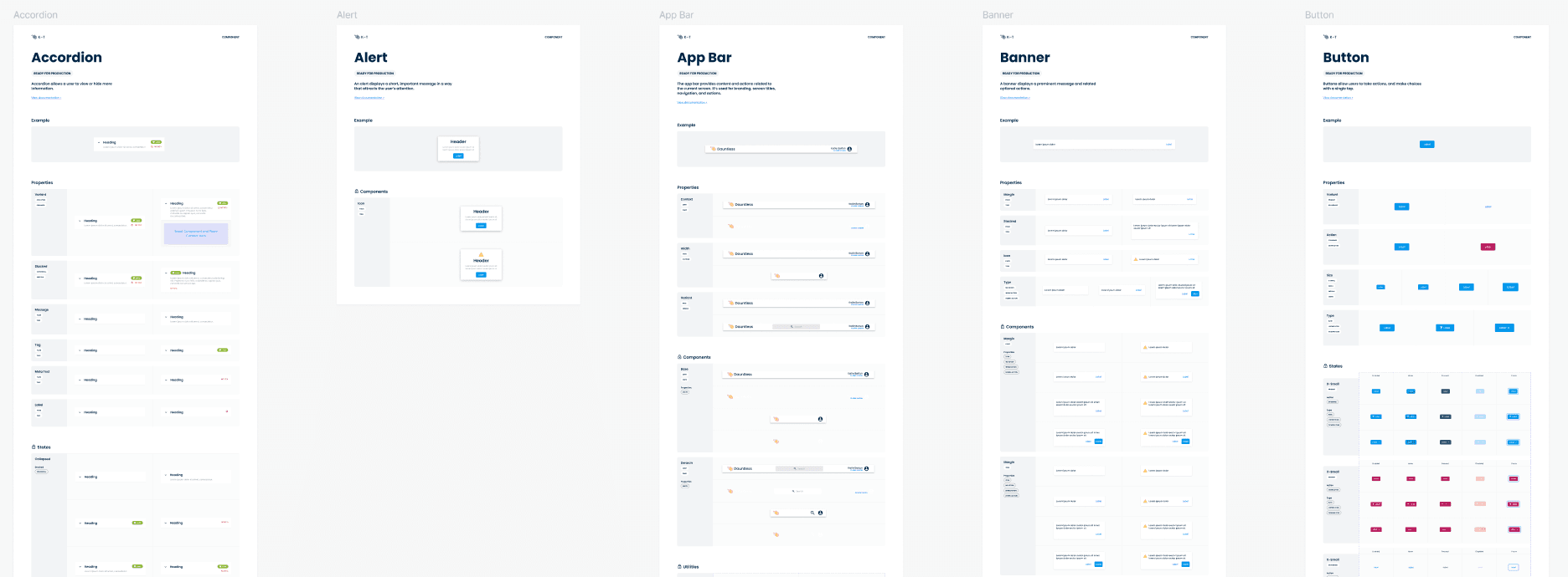 Collage of several components used in the K-T design system