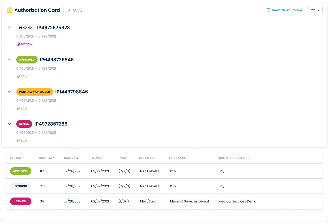 An authorization card pattern built using the K-T design system
