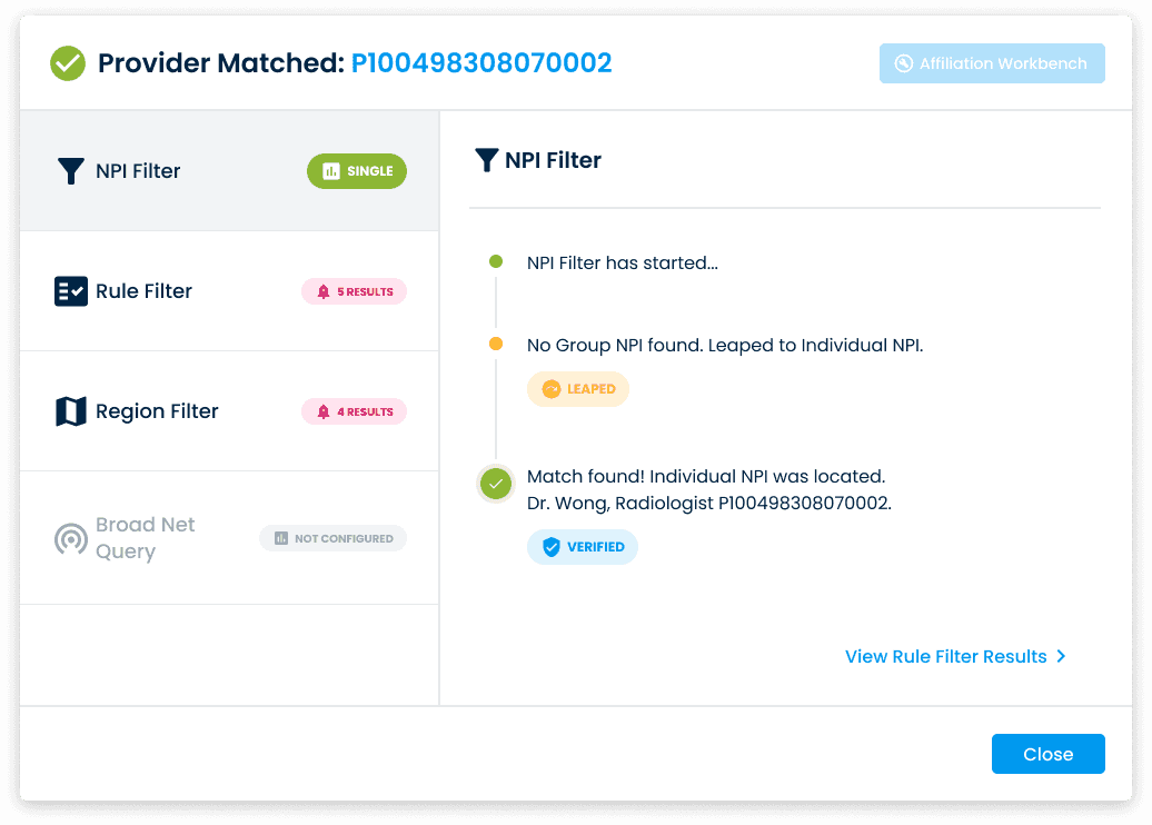 A provider matched pattern built using the K-T design system