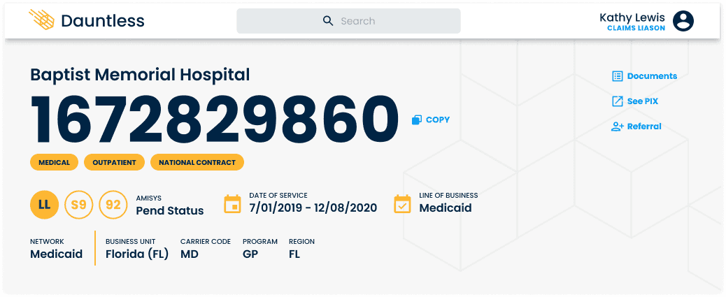 A site header pattern built using the K-T design system